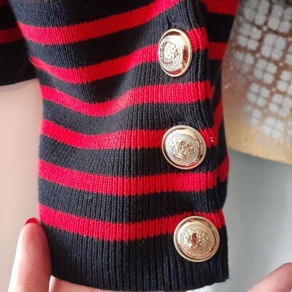 Massimo Dutti Cotton Blend Navy and Red Striped Sweater - Picture 12 of 13